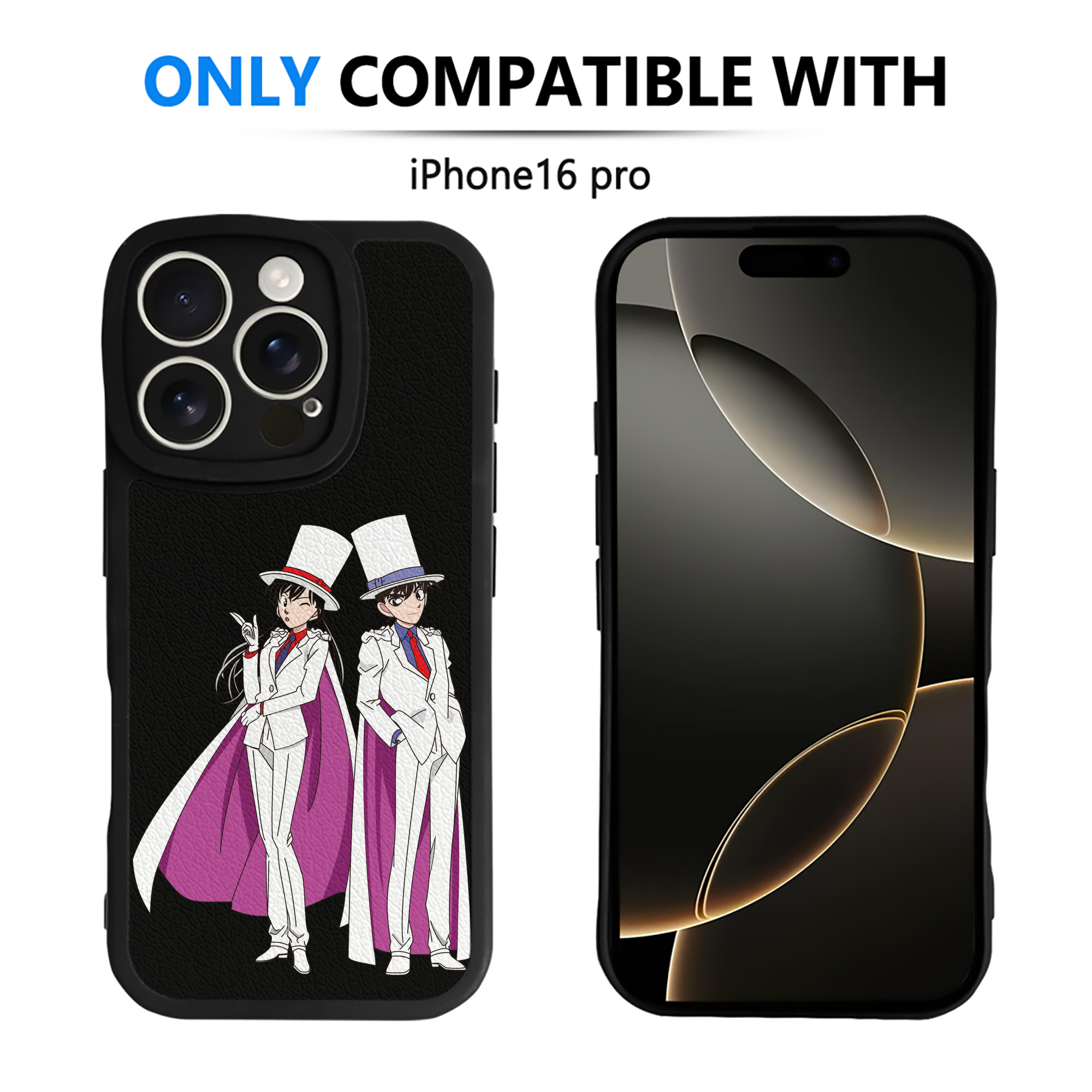 （画像用） 名探偵コナン くろば かいと Detective Conan Kuroba Kaito 【iPhone 16シリーズ対応】シリコンスマホケース（レザー調） 材質：シリコン